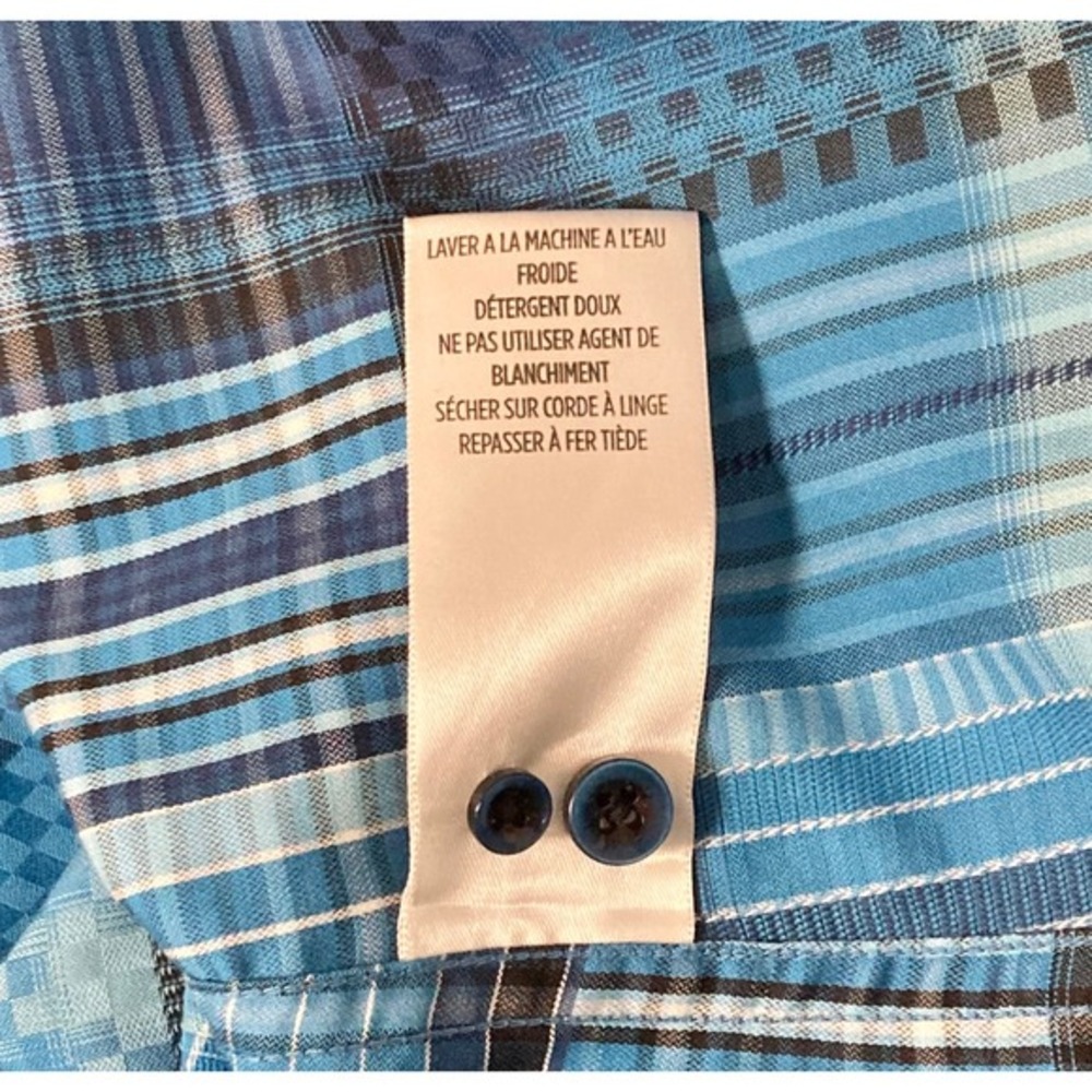 Robert Graham Mens Blue Plaid‎ Long Sleeve Button Down Shirt Classic Fit Large - Picture 9 of 9